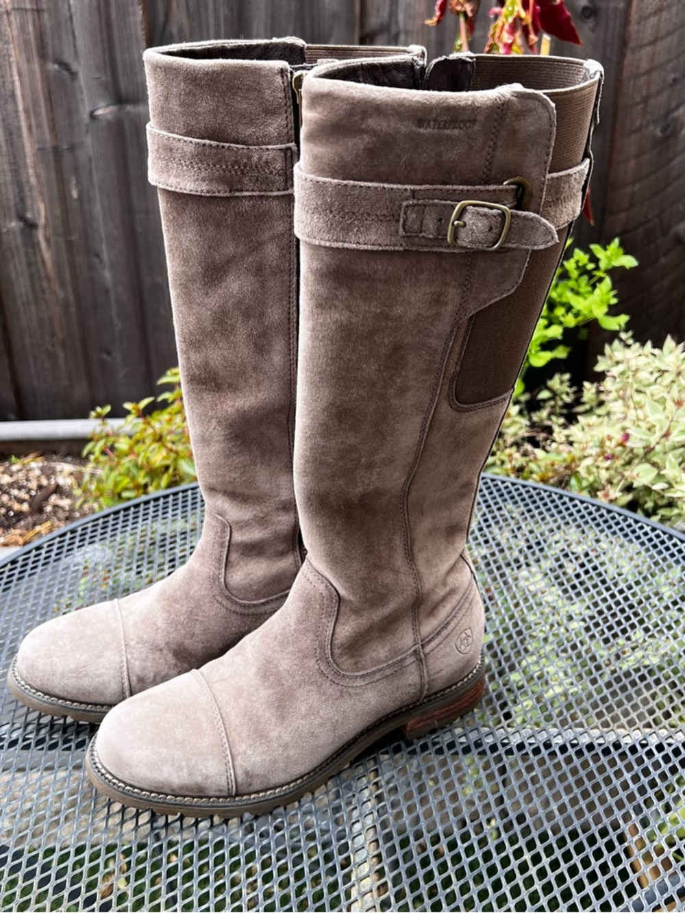 Ariat Stoneleigh H20 Taupe Lace Up Grey Suede Women's Western Boots Size 6B Boho